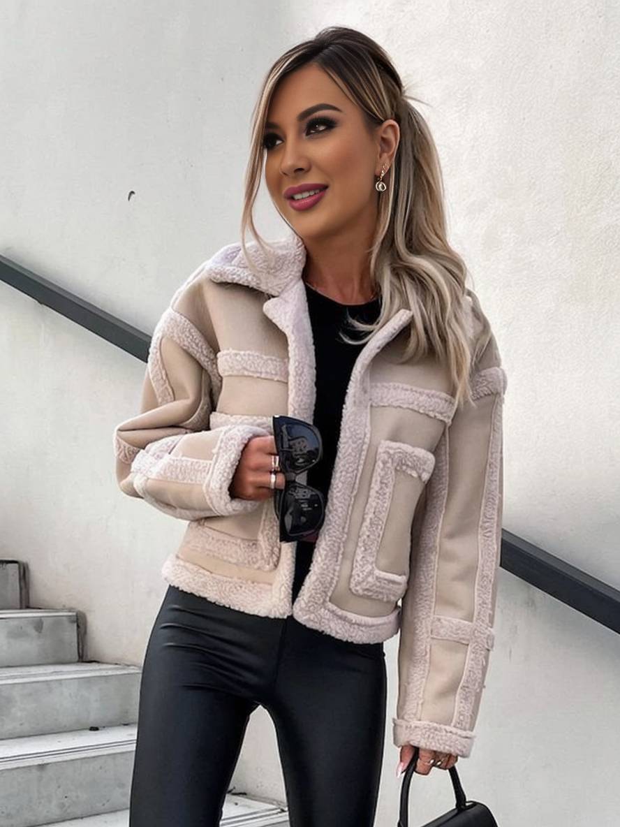 Levoire | Mi-Lange Blouson Pilote En Daim Avec Manches Longues Femme Perfecto Style Boyfriend Hiver