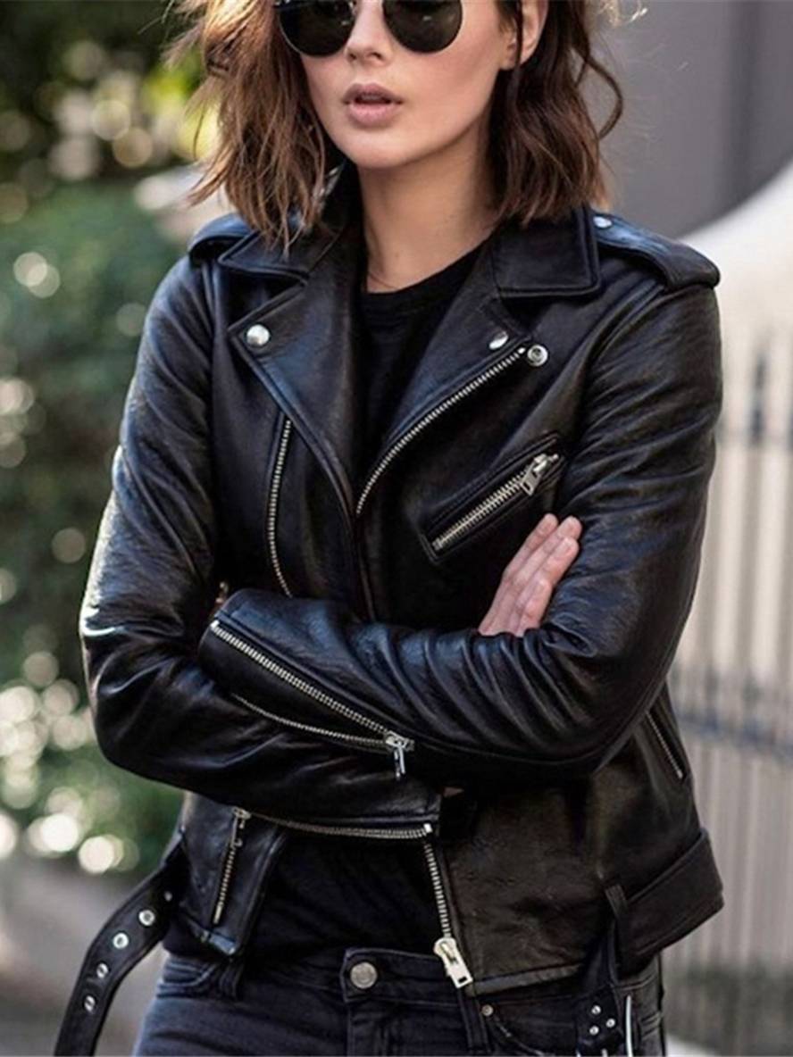Levoire | Perfect Vestes De Moto En Cuir Synthétique À Fermeture Éclair Élégantes Pour Femmes Noir