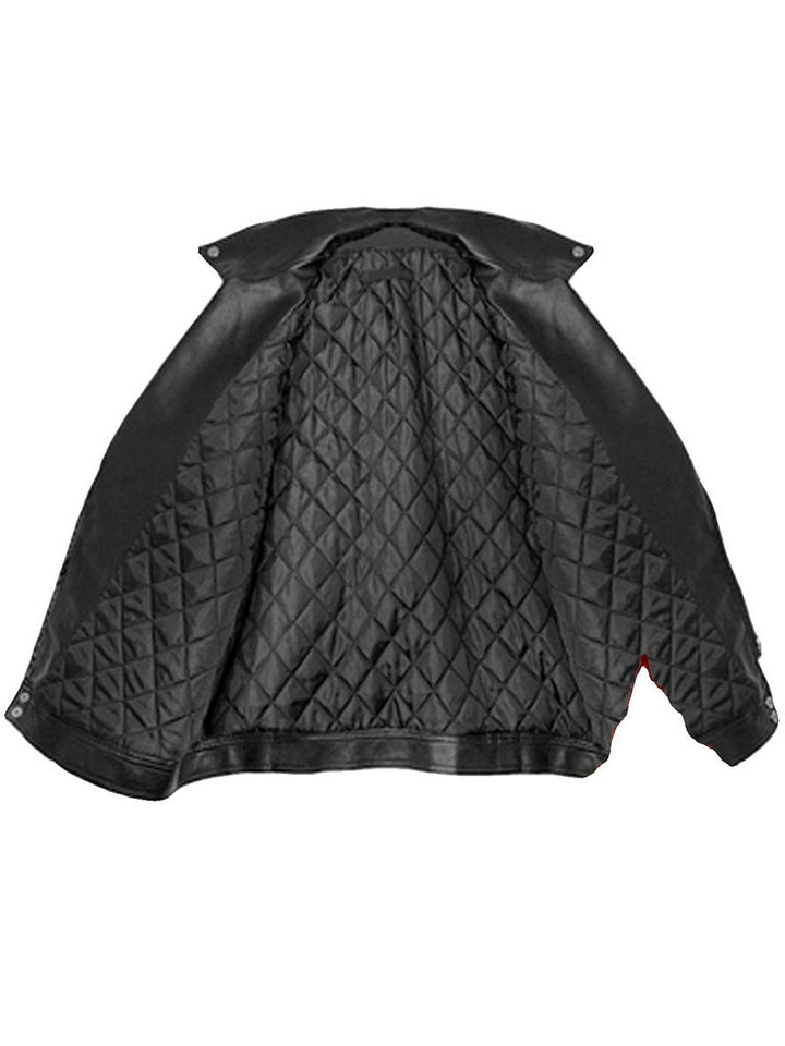 Levoire | Veste En Simili Cuir Avec Poches Zippées Col Revers Femme Élégant Vintage Décontracté Large Manteau