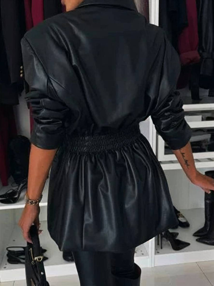 Levoire | Veste En Cuir Artificiel À Double Boutonnage À Manches Longues Mode De Loisirs Élégante Pour Femmes