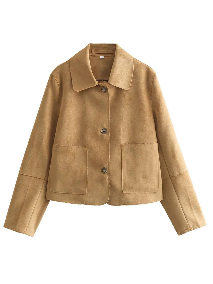 Levoire | Veste En Daim Boutons Poches Manches Longues Femmes Élégante Décontractée Mode