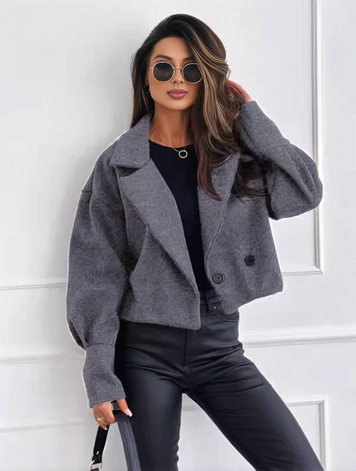 Levoire | Veste Unie Avec Boutons, Lin De Évêque, Dames, Élégant, Décontracté, Mode, Loisirs, Manteau Gris