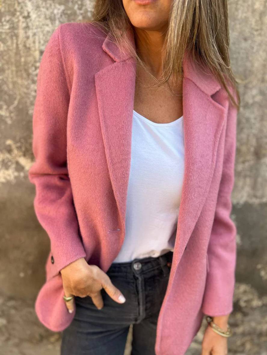 Levoire | Veste Unie Avec Boutons Manches Longues Femme Élégante Décontractée Mode Manteau Blazer