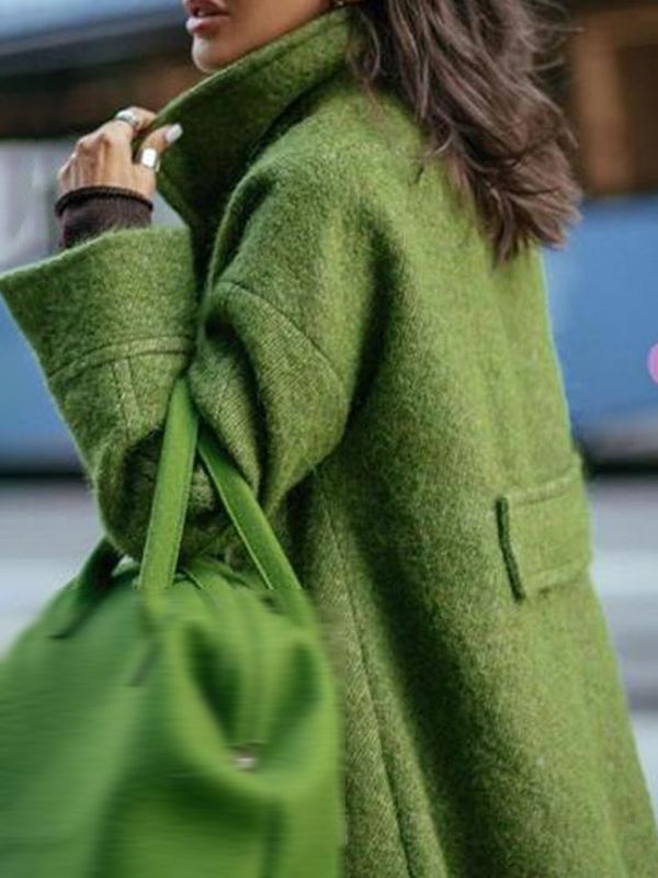 Levoire | Manteau En Laine Long Avec Fermeture À Double Bouton Poches Col À Revers Manches Longues Femme Oversized Automne Et Hiver