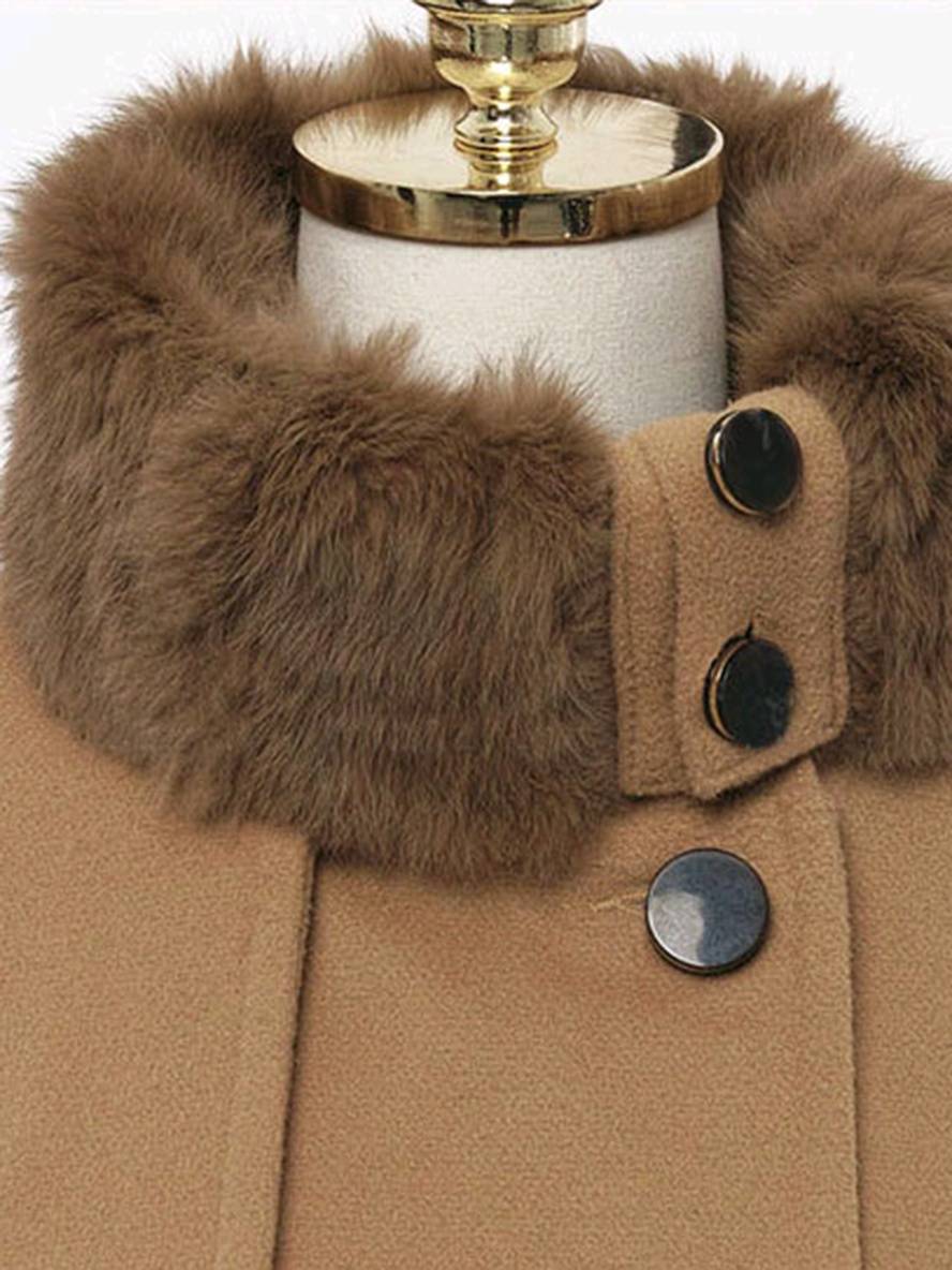 Levoire | Manteau Avec Fausse Fourrure À Double Bouton Femme Élégant Parka D'Hiver