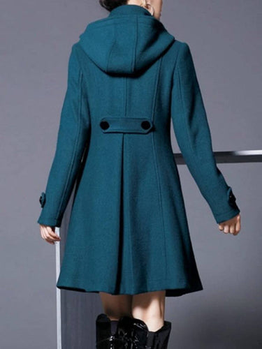 Levoire | Manteau Midi Long En Laine Croisé Avec Poches À Capuche Vintage Femmes Élégant Hiver Cape