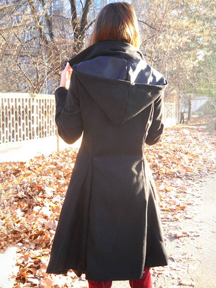 Levoire | Manteau En Laine Mi-Long Avec Capuche À Boutons Pour Femmes Vêtements Élégants Jacket Cape