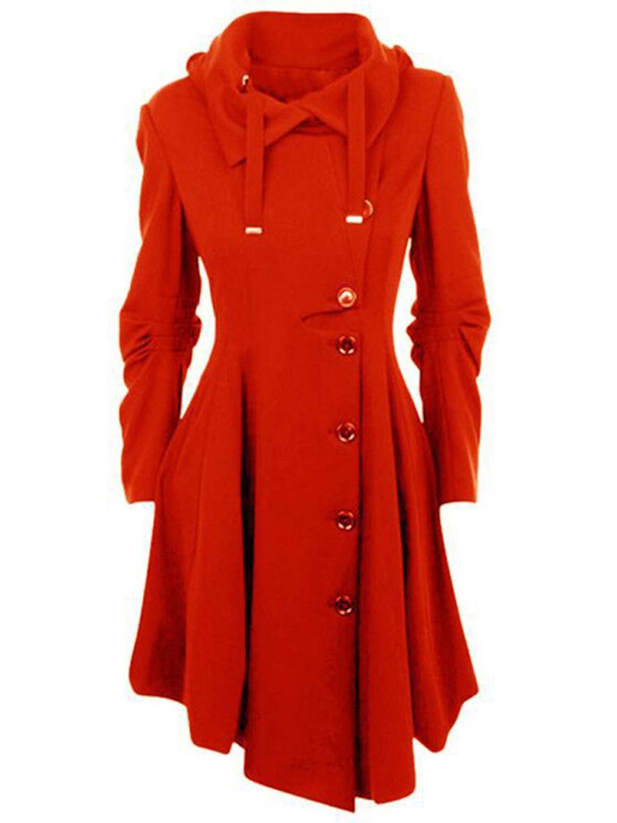 Levoire | Manteau En Laine Mi-Long Avec Capuche À Boutons Pour Femmes Vêtements Élégants Jacket Cape Rot
