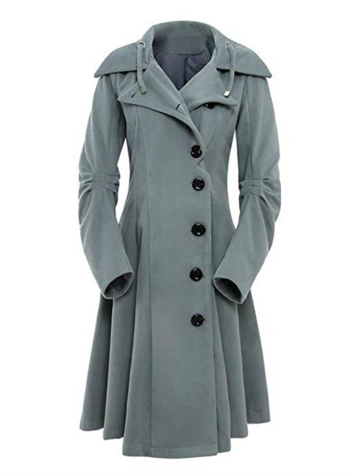 Levoire | Manteau En Laine Mi-Long Avec Capuche À Boutons Pour Femmes Vêtements Élégants Jacket Cape Gris