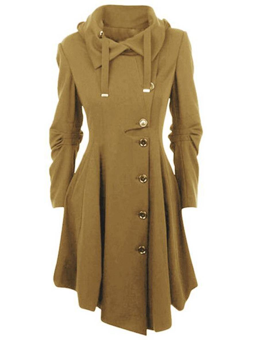 Levoire | Manteau En Laine Mi-Long Avec Capuche À Boutons Pour Femmes Vêtements Élégants Jacket Cape Chameau