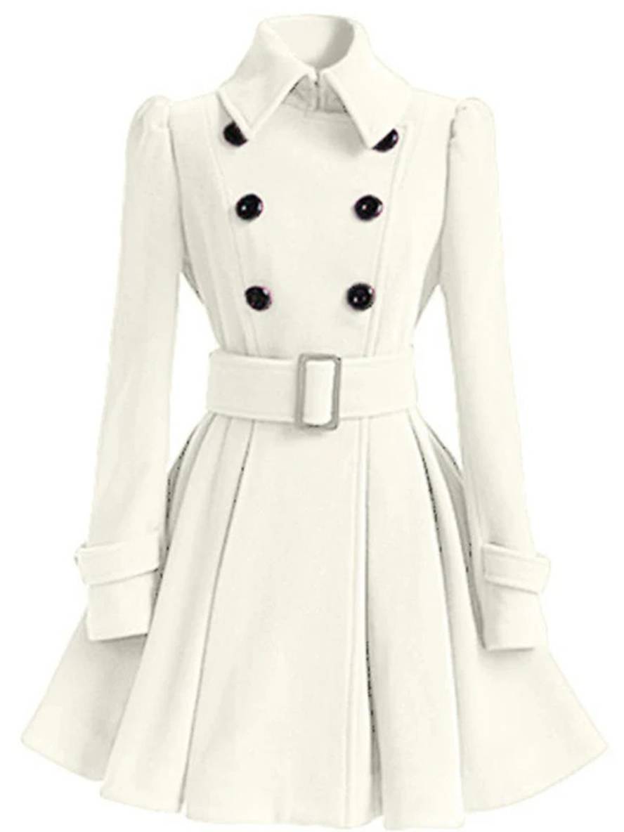 Levoire | Manteau En Laine Trapèze À Double Boutonnage Veste Élégante Pour Femmes Blanche