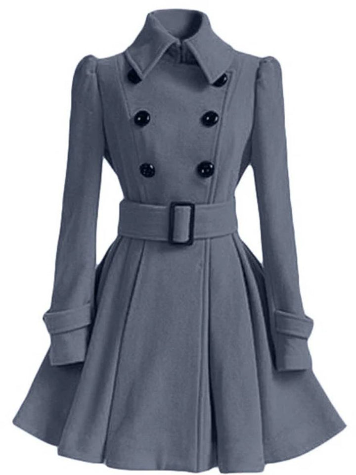 Levoire | Manteau En Laine Trapèze À Double Boutonnage Veste Élégante Pour Femmes Gris