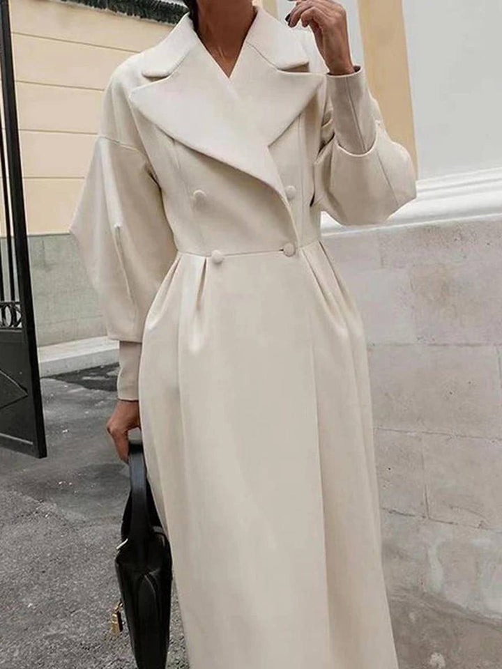 Levoire | Manteau En Laine Long À Double Bouton En Lin V Femme Élégante Vintage Hepburn Jacket
