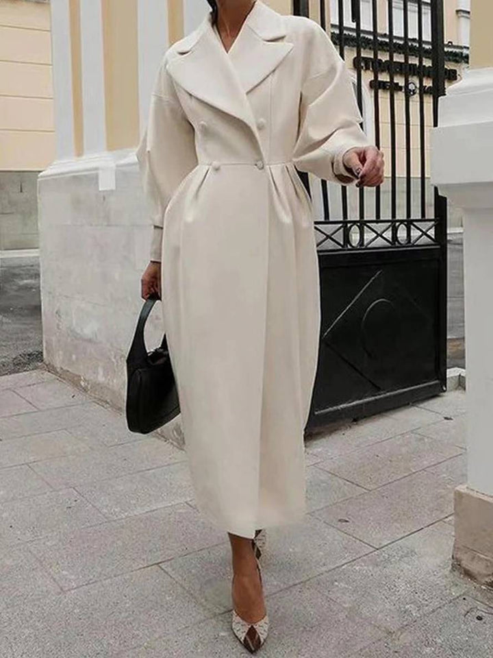 Levoire | Manteau En Laine Long À Double Bouton En Lin V Femme Élégante Vintage Hepburn Jacket