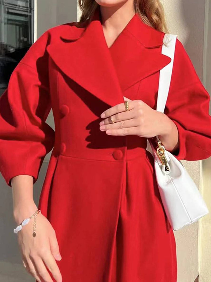 Levoire | Manteau En Laine Long À Double Bouton En Lin V Femme Élégante Vintage Hepburn Jacket