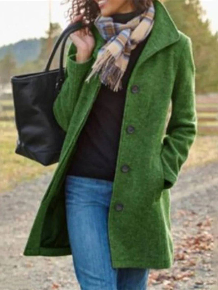 Levoire | Manteau En Laine À Fermeture À Boutons, Poches, Col À Revers Pour Femmes, Élégant, Vintage, Veste D'Hiver Vert