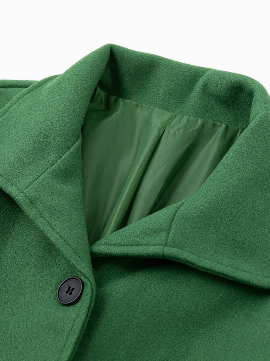 Levoire | Manteau En Laine À Fermeture À Boutons, Poches, Col À Revers Pour Femmes, Élégant, Vintage, Veste D'Hiver