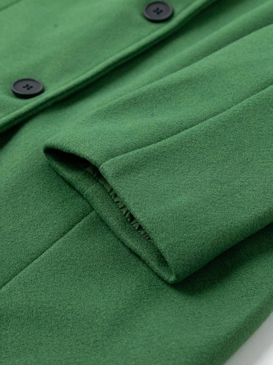 Levoire | Manteau En Laine À Fermeture À Boutons, Poches, Col À Revers Pour Femmes, Élégant, Vintage, Veste D'Hiver