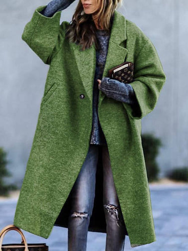 Levoire | Manteau En Laine Uni Avec Boutons Poches Col À Revers Manches Longues Mode Femme