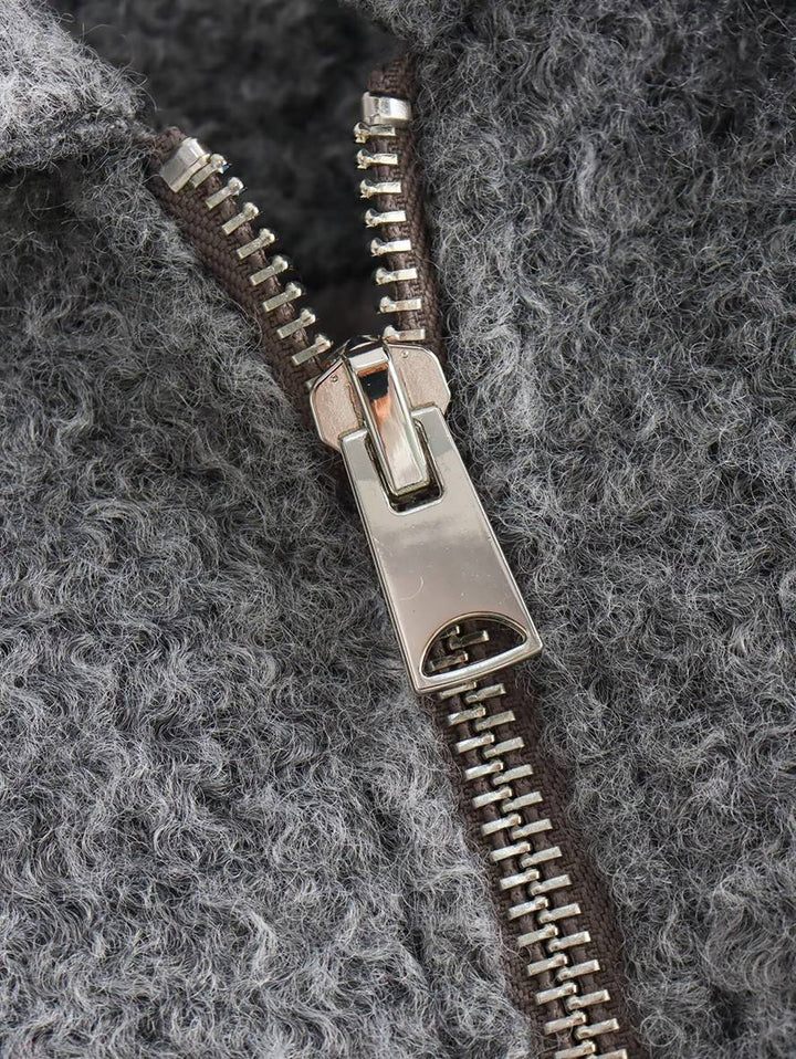 Levoire | Veste Courte Unie À Col Revers Fermeture Éclair Poches Manches Longues Femmes Élégante Décontractée Manteau