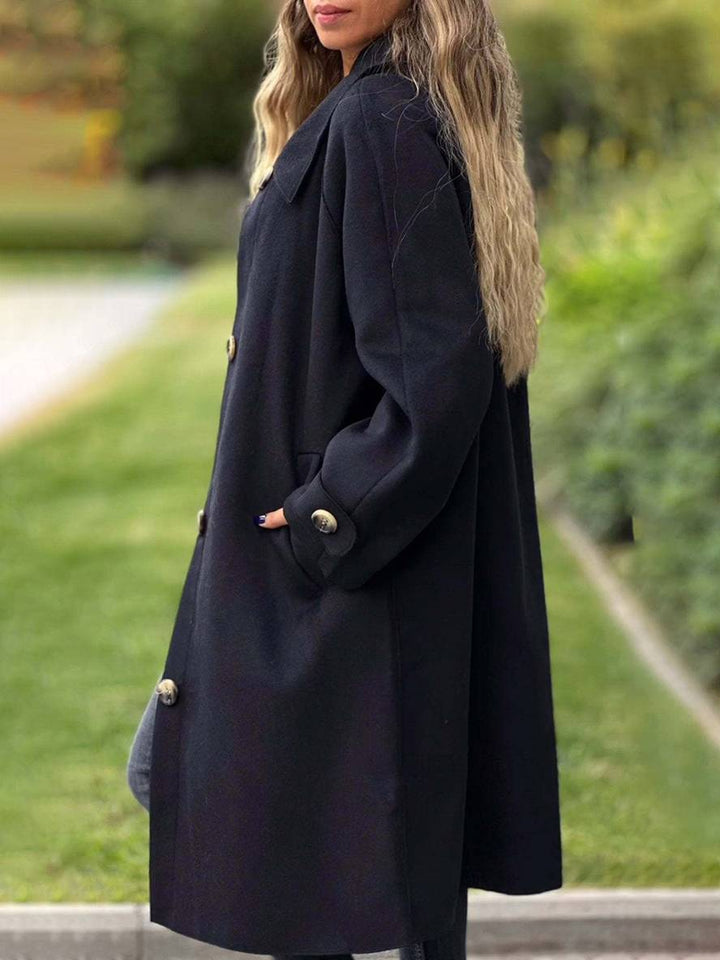 Levoire | Manteau Mi-Long Uni Boutons Poches Manches Longues Dames Élégant Décontracté Large Veste