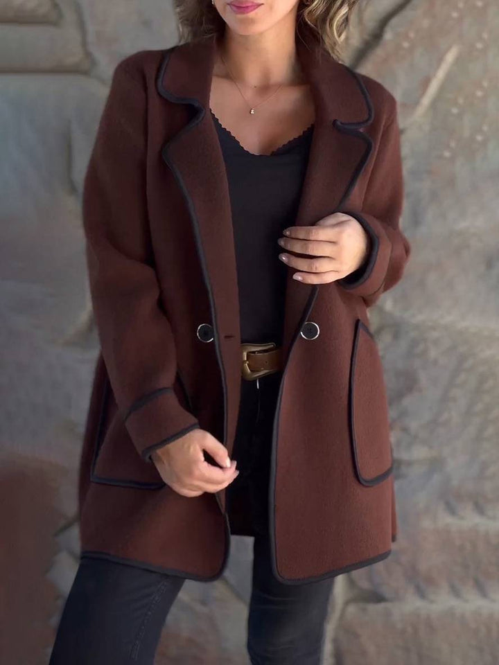Levoire | Manteau En Laine Midi-Long Avec Boutons Poches Col À Revers Femme Élégant Décontracté Oversized Veste Braun