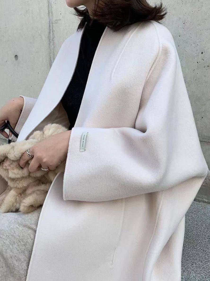 Levoire | Manteau Long Jusqu'Aux Chevilles Pour Femmes Droite Poches Longues Manches Femmes Élégant Décontracté Surdimensionné Blanche TAILLE UNIQUE