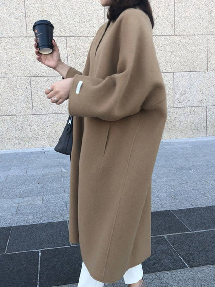 Levoire | Manteau Long Jusqu'Aux Chevilles Pour Femmes Droite Poches Longues Manches Femmes Élégant Décontracté Surdimensionné