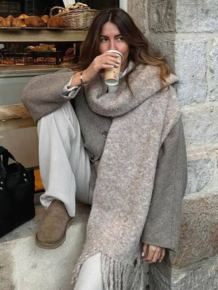 Levoire | Manteau En Laine À Col En V Avec Fermeture À Boutons À Manches Longues Pour Femmes Élégant Décontracté Ample Veste Casual