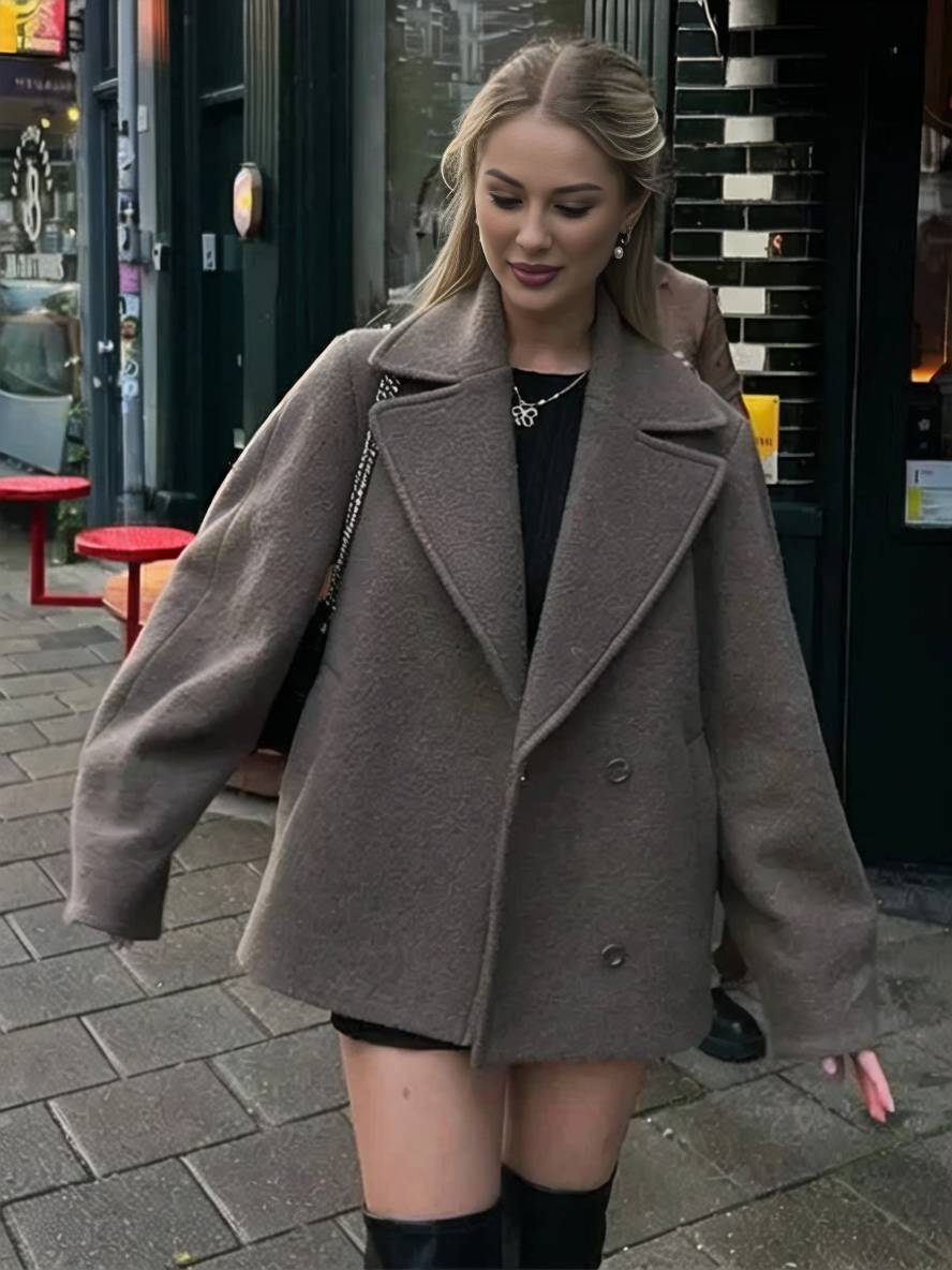 Levoire | Manteau En Laine Avec Col À Revers Long Boutons Manches Élégant Décontracté Oversized Blouson