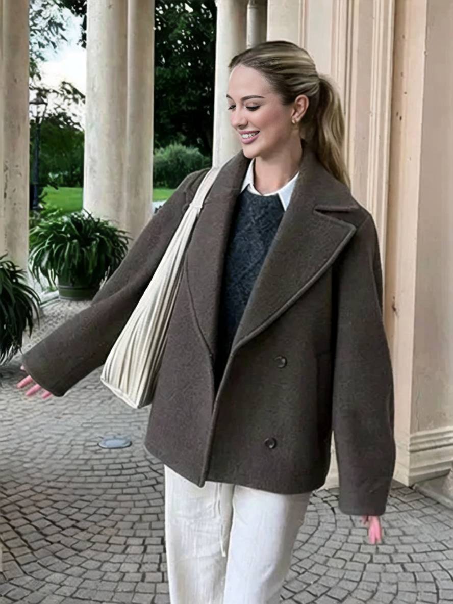 Levoire | Manteau En Laine Avec Col À Revers Long Boutons Manches Élégant Décontracté Oversized Blouson