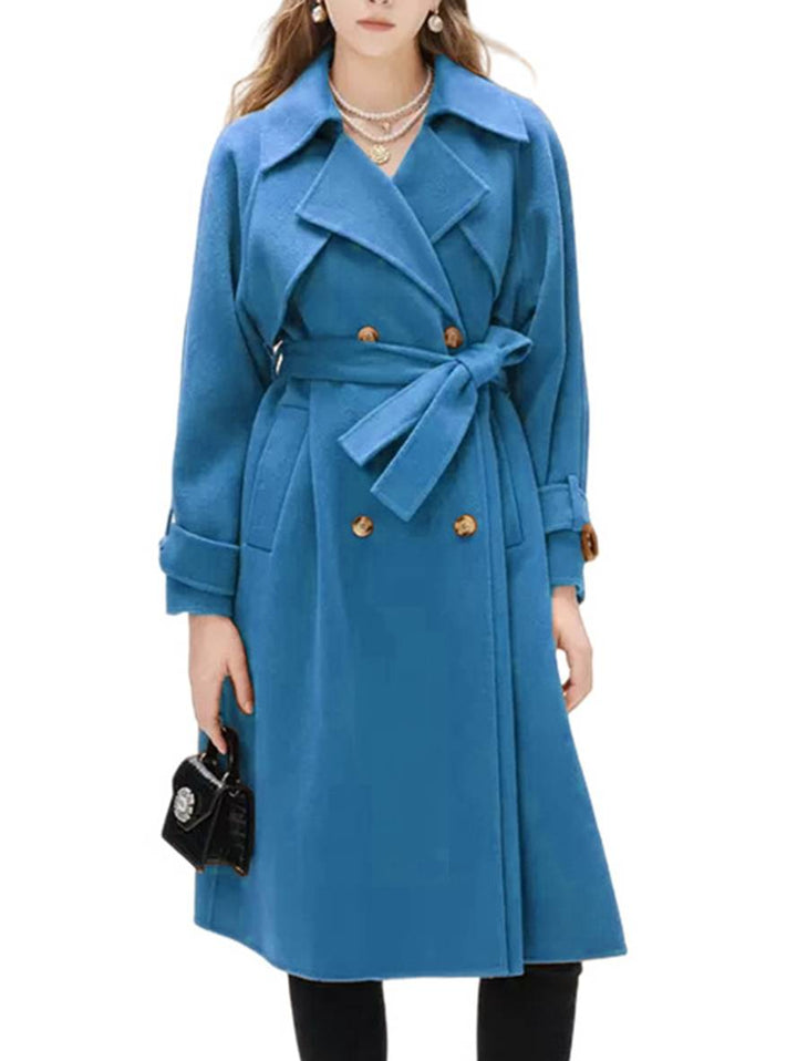 Levoire | Mi-Long Manteau En Laine Avec Double Boutonnage Poches Ceinture Femme Élégant Casual Surdimensionné