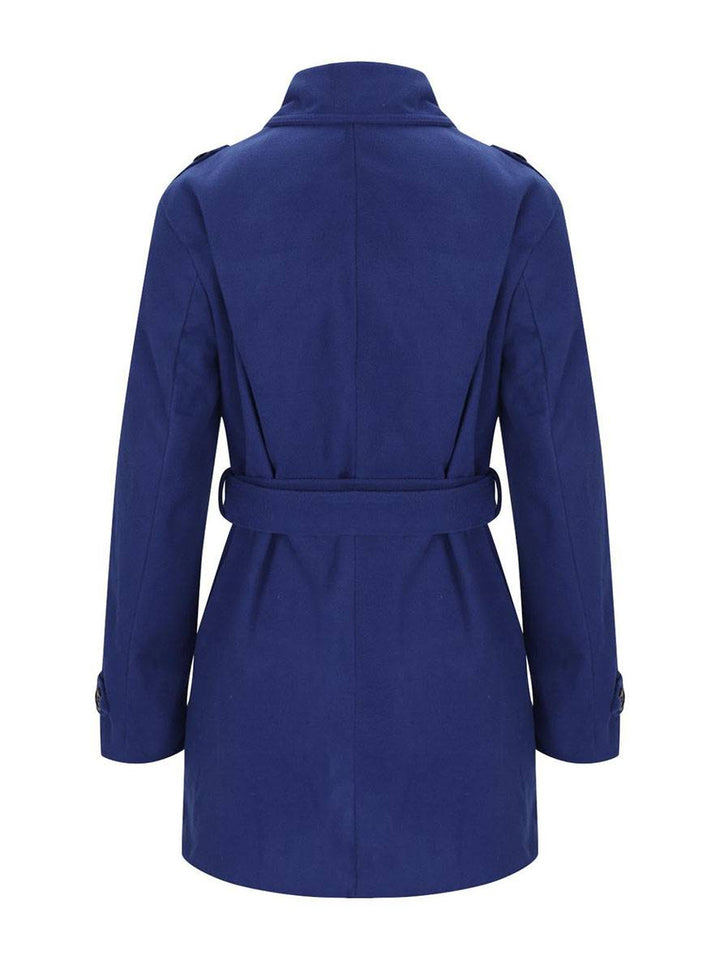 Levoire | Mi-Long Manteau En Laine À Double Boutonnage Ceinture Col À Revers Pour Femmes Élégante Veste Décontractée