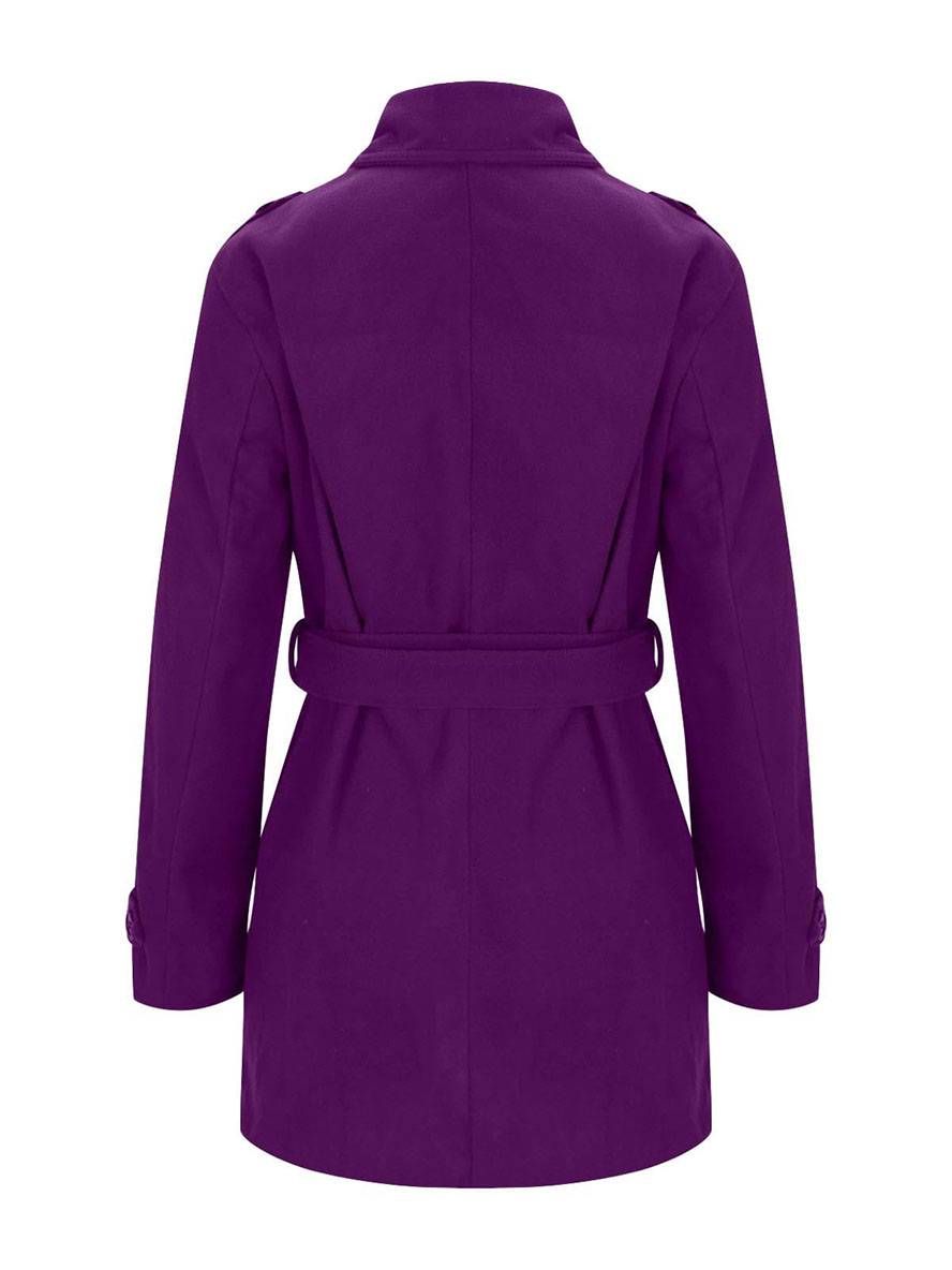 Levoire | Mi-Long Manteau En Laine À Double Boutonnage Ceinture Col À Revers Pour Femmes Élégante Veste Décontractée