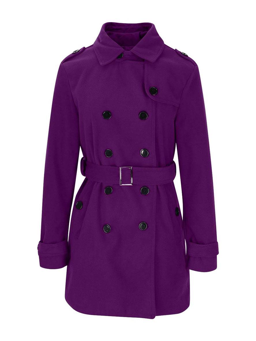 Levoire | Mi-Long Manteau En Laine À Double Boutonnage Ceinture Col À Revers Pour Femmes Élégante Veste Décontractée