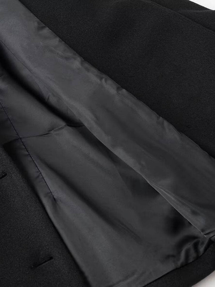 Levoire | Poncho-Manteau Mi-Long Femme Croisé Col Haut Manches Chauve-Souris Élégant Vintage Veste Courte