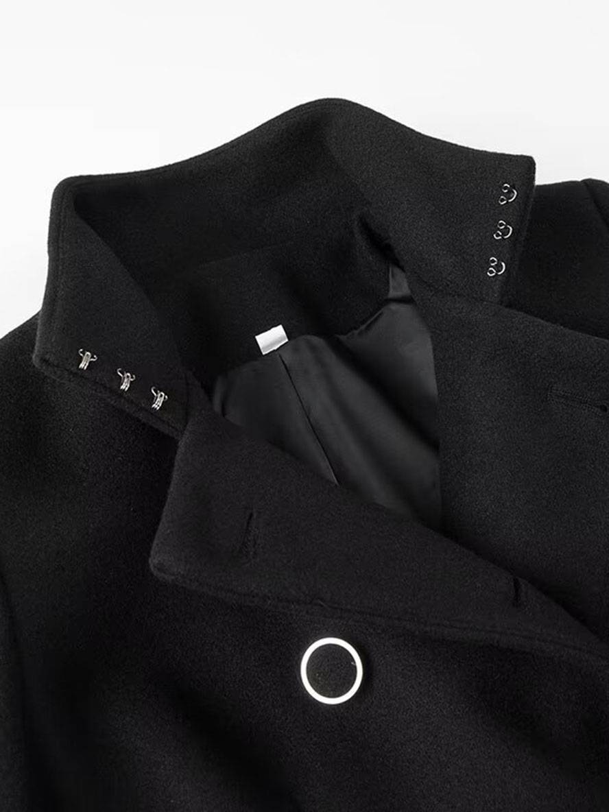 Levoire | Poncho-Manteau Mi-Long Femme Croisé Col Haut Manches Chauve-Souris Élégant Vintage Veste Courte