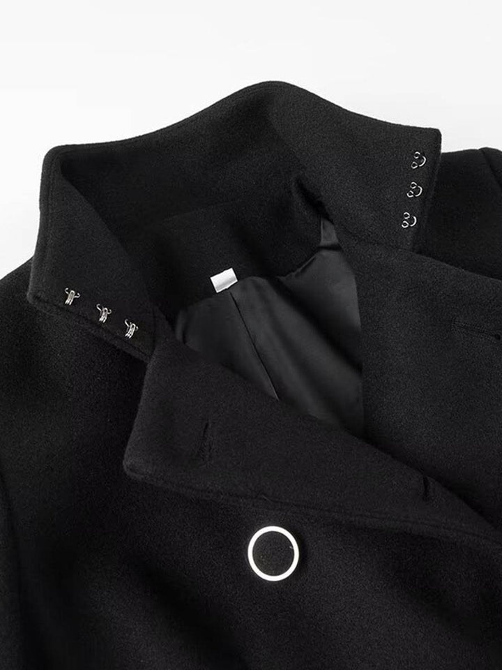 Levoire | Poncho-Manteau Mi-Long Femme Croisé Col Haut Manches Chauve-Souris Élégant Vintage Veste Courte