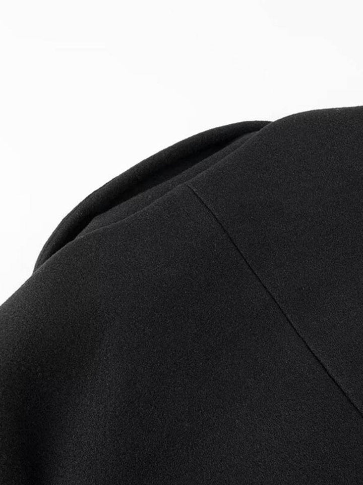 Levoire | Poncho-Manteau Mi-Long Femme Croisé Col Haut Manches Chauve-Souris Élégant Vintage Veste Courte
