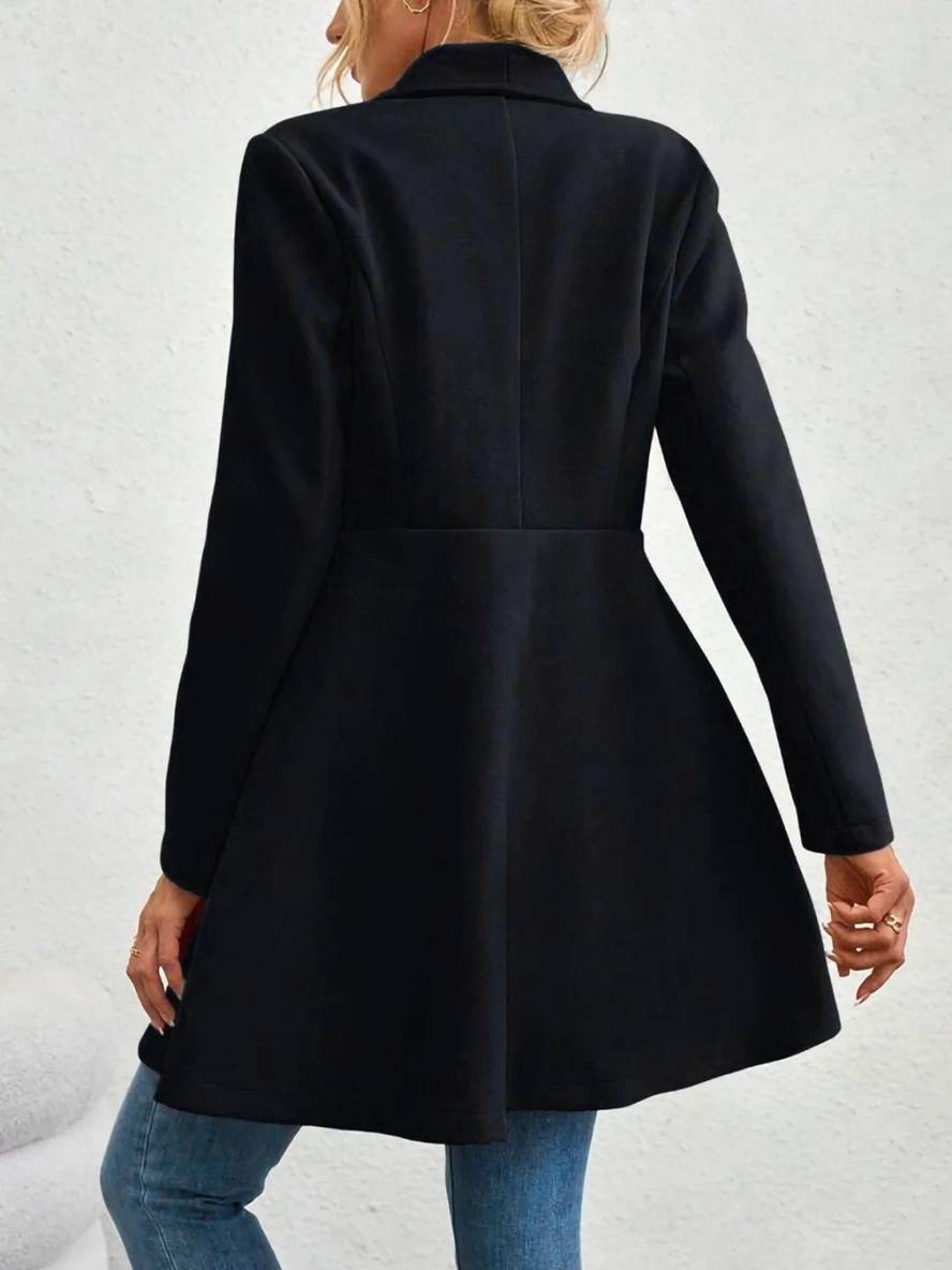 Levoire | Manteau En Laine Moyen Long Uni Avec Boutons, Col À Revers, Manches Longues, Élégant, Veste Décontractée Pour Femmes