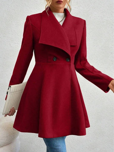Levoire | Manteau En Laine Moyen Long Uni Avec Boutons, Col À Revers, Manches Longues, Élégant, Veste Décontractée Pour Femmes