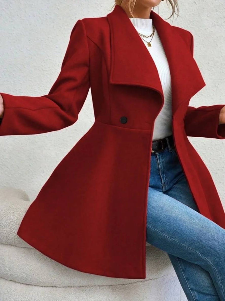 Levoire | Manteau En Laine Moyen Long Uni Avec Boutons, Col À Revers, Manches Longues, Élégant, Veste Décontractée Pour Femmes
