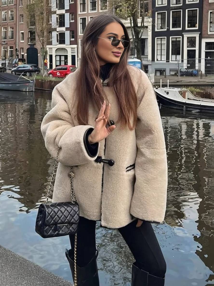 Levoire | Gilet En Fausse Fourrure Avec Fermeture À Bouton Poches Col Rond Femme Mode Élégante Manteau D'Hiver