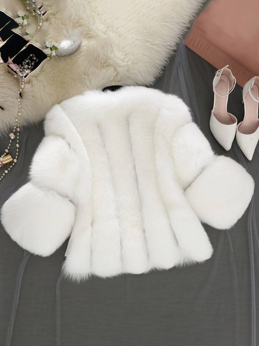 Levoire | Manteau En Fausse Fourrure Unicolore À Manches Longues Pour Femmes Vêtement Élégant Veste D'Hiver