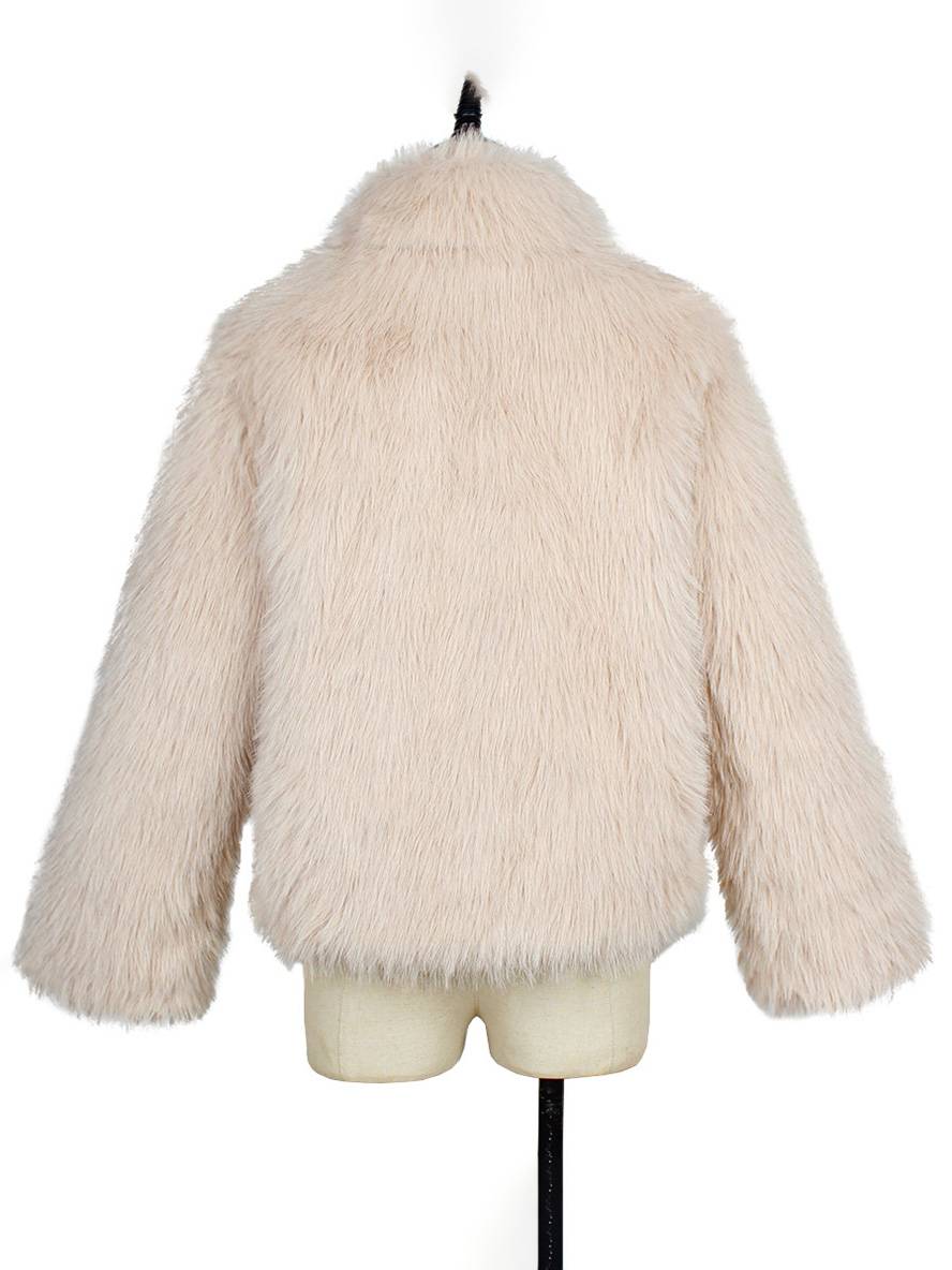 Levoire | Manteau En Fausse Fourrure Uni Col Montant Poches Manches Longues Femme Élégant Décontracté Hiver Veste