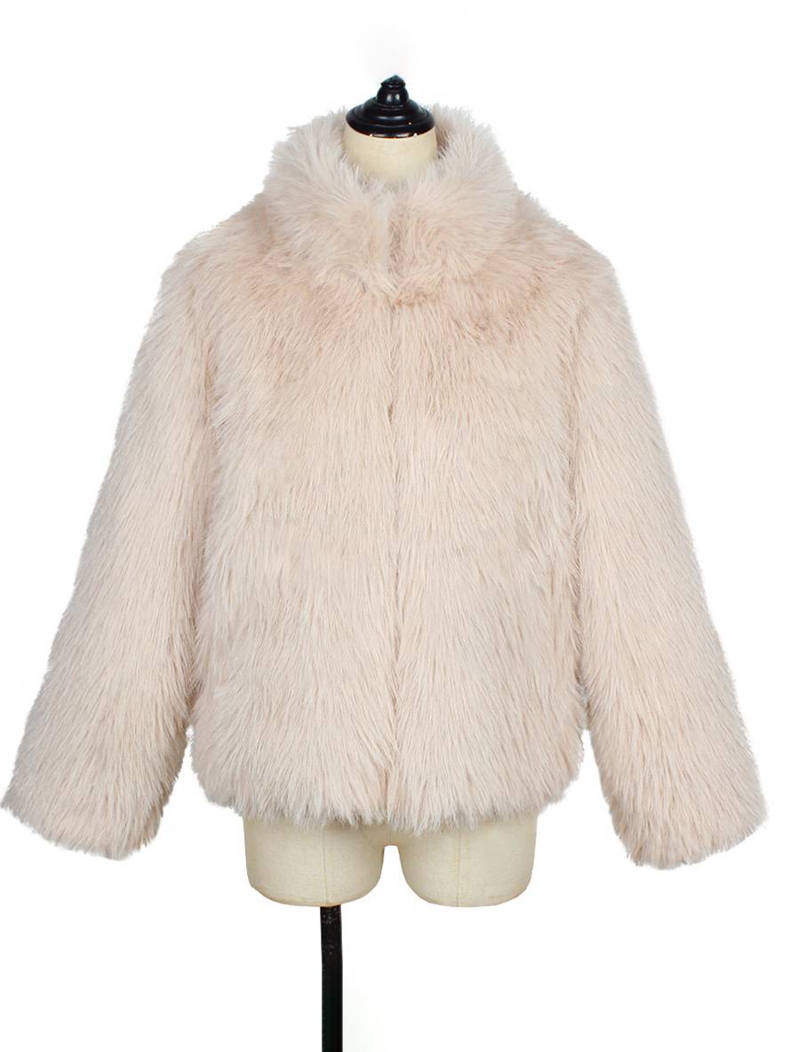 Levoire | Manteau En Fausse Fourrure Uni Col Montant Poches Manches Longues Femme Élégant Décontracté Hiver Veste