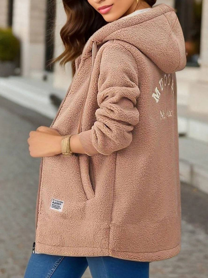 Levoire | Sweat À Capuche Polaire Mi-Long À Fermeture Éclair À Manches Longues Pour Femmes Décontracté Et Ample Khaki