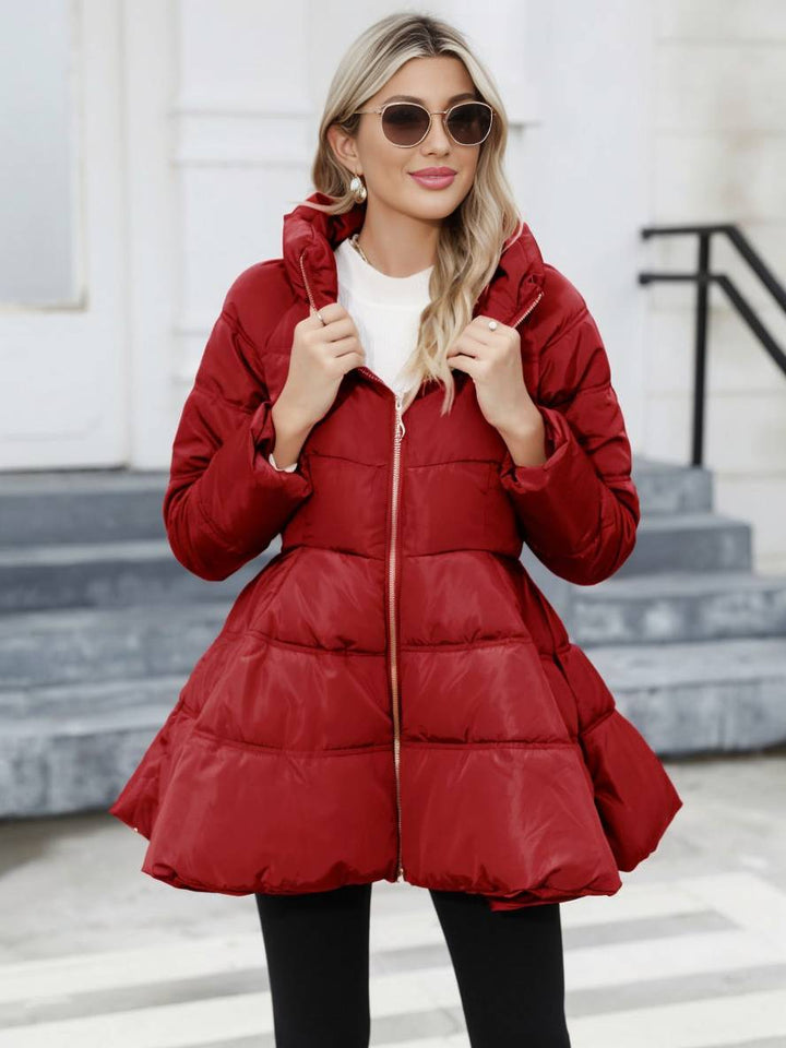Levoire | Trench-Coat Midi Long Doudoune Trapèze Col Montant Nœud Ceinture Poches Femmes Vintage Mignon Veste