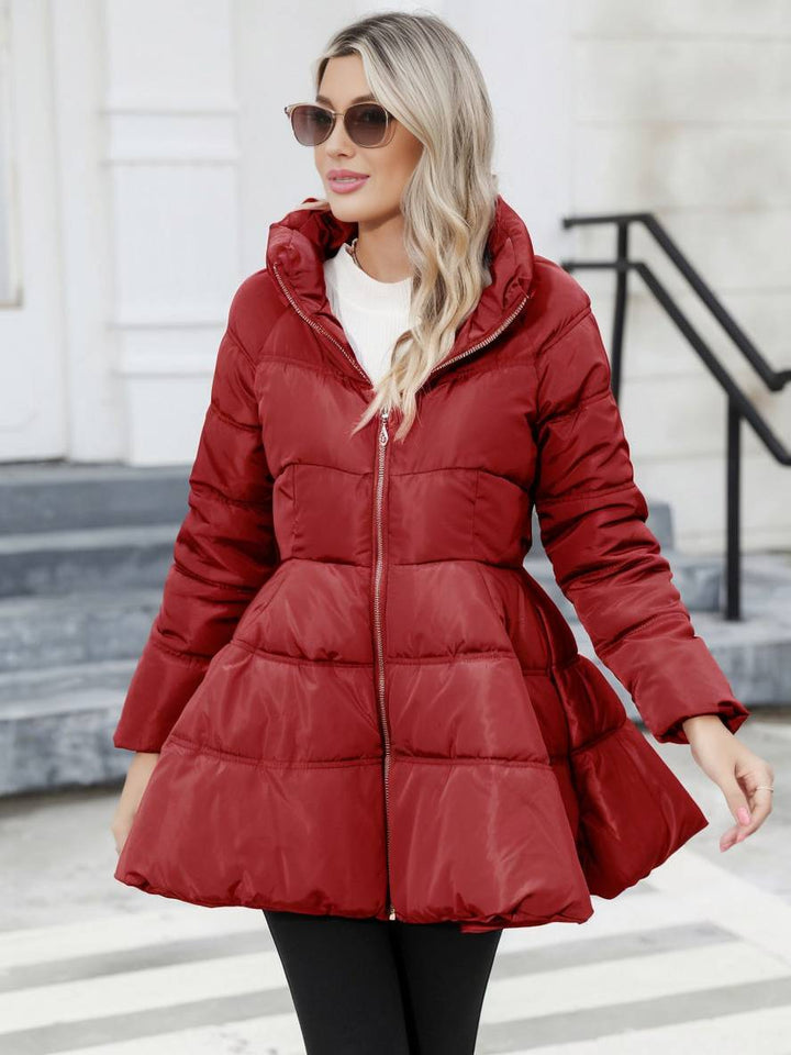 Levoire | Trench-Coat Midi Long Doudoune Trapèze Col Montant Nœud Ceinture Poches Femmes Vintage Mignon Veste