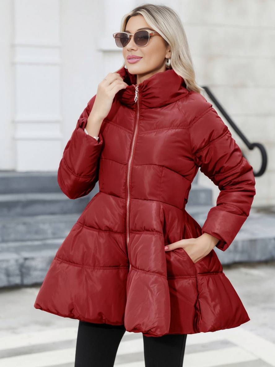 Levoire | Trench-Coat Midi Long Doudoune Trapèze Col Montant Nœud Ceinture Poches Femmes Vintage Mignon Veste